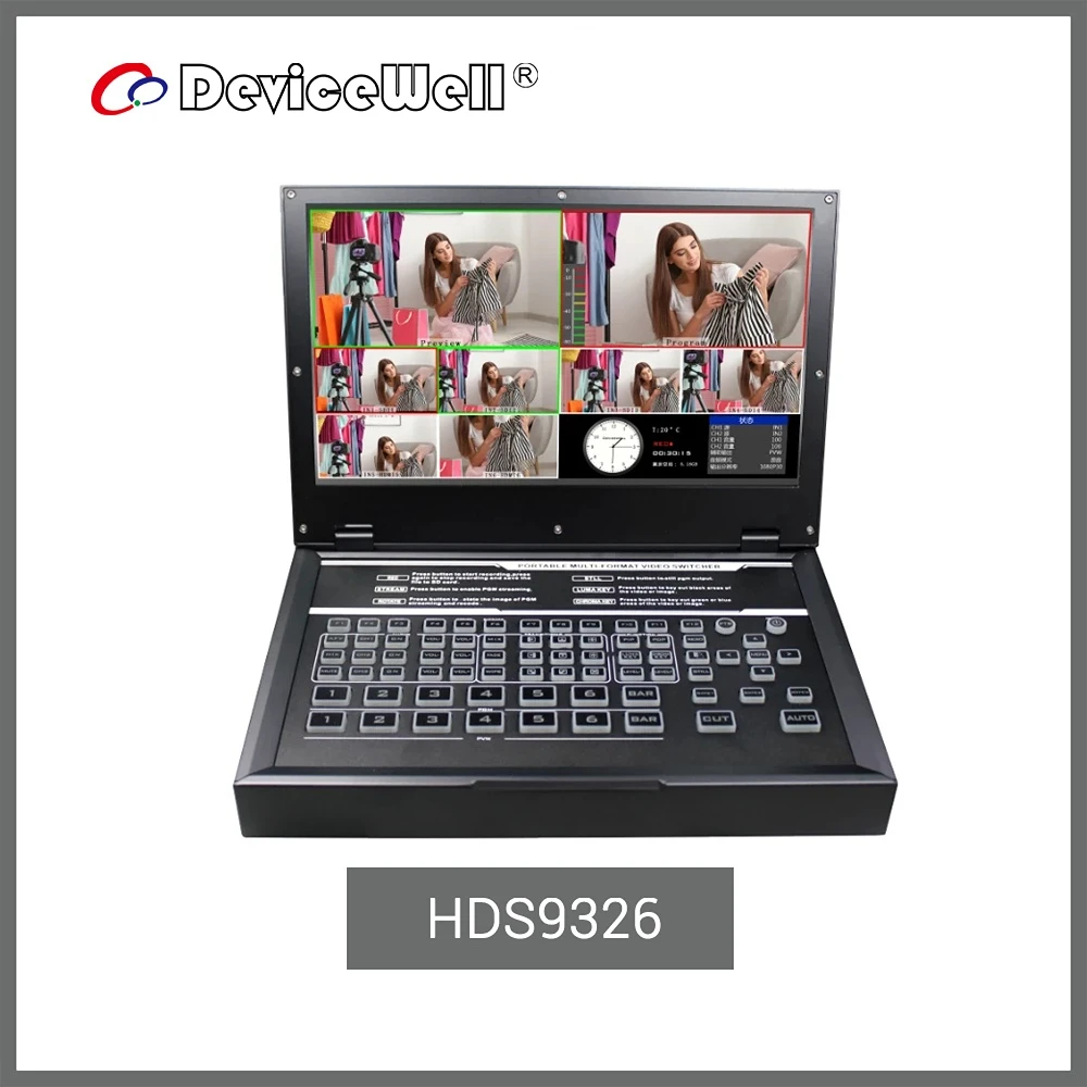 

DeviceWell HDS9326 6 Channels 11.6" VERTICAL SCREEN/11.6 MONITOR/RECORDING/STREAM SWITCHER