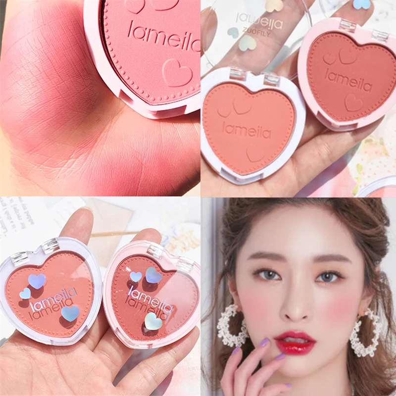 

4 Color Blush Makeup Love Palette Mineral Powder Peach Red Rouge Lasting Natural Hawthorn Cheek Tint Waterproof Blusher Cosmetic