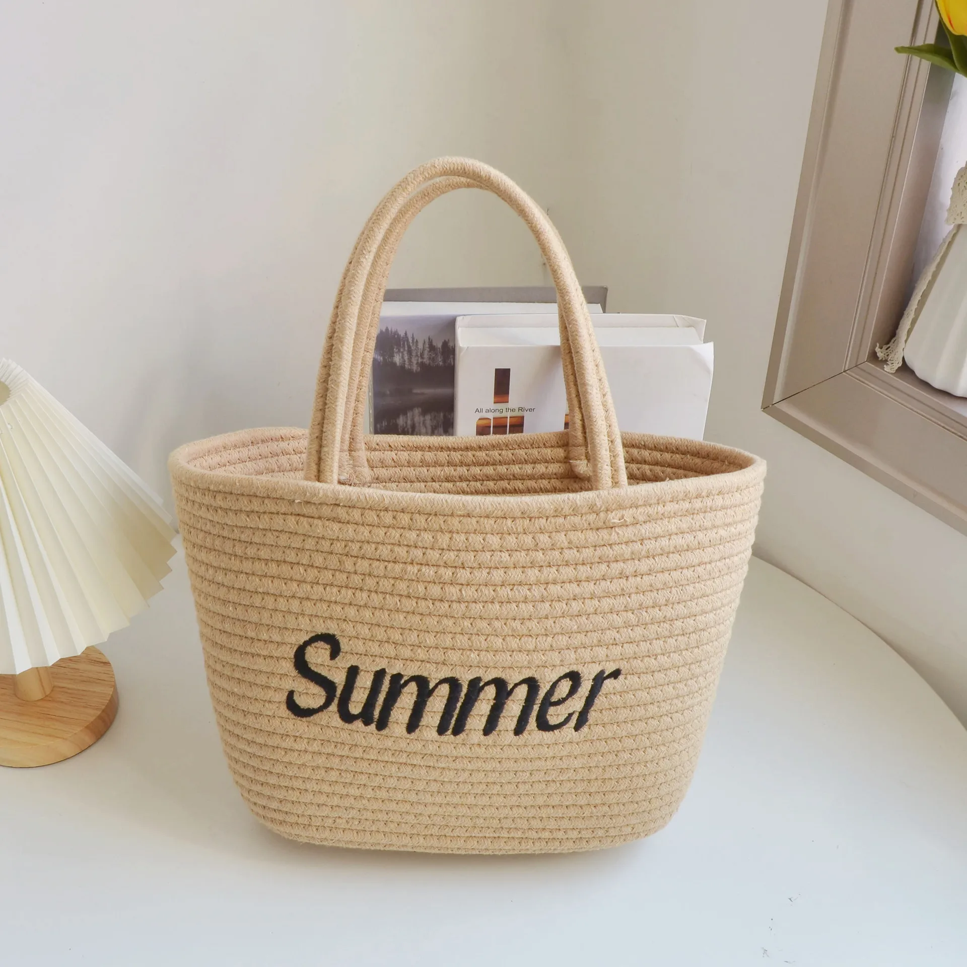 2023 New Women Emnbroidery Letters Shoulder Bags Handmade Straw Beach Totes Fashion Beach Bags Drop Shipping