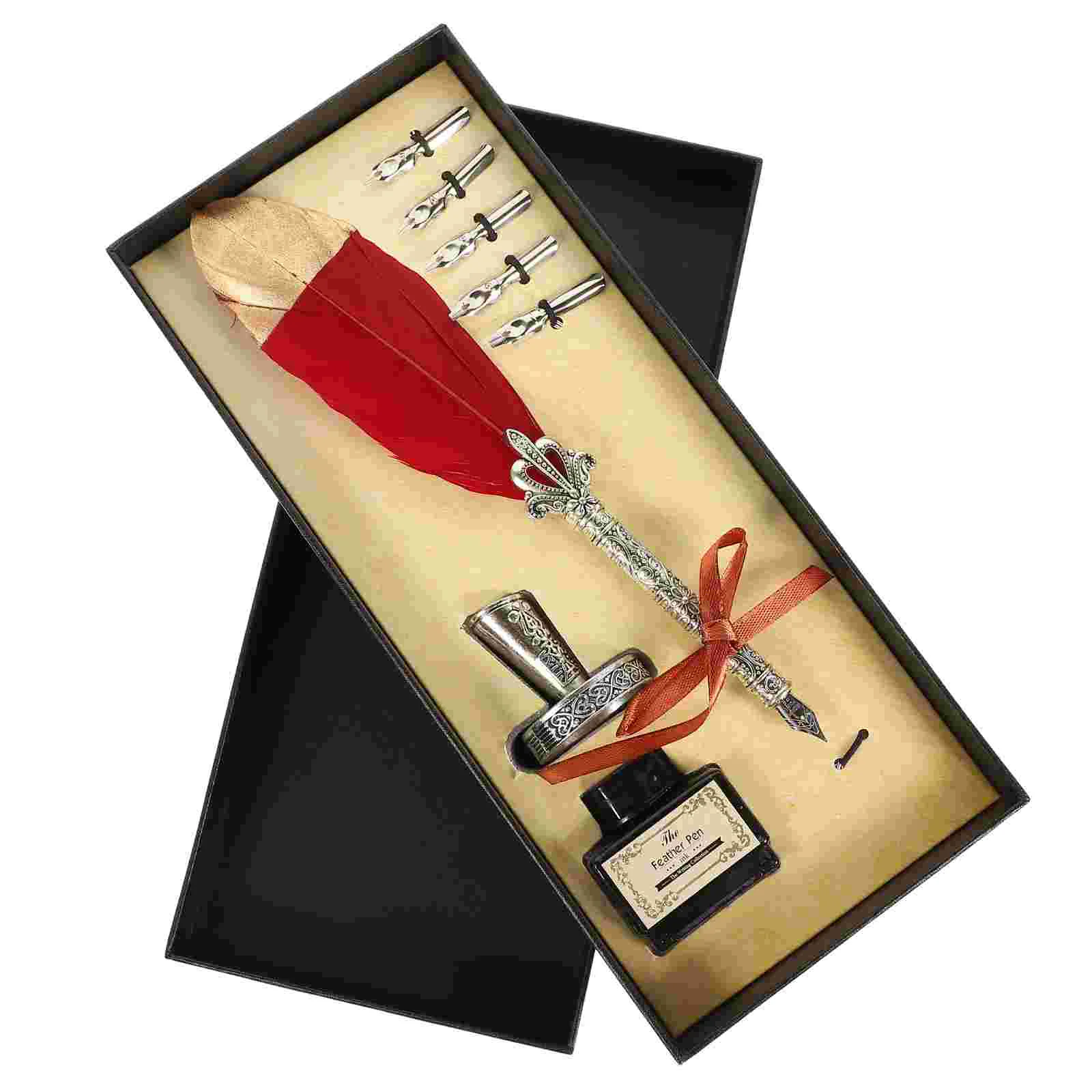 

Pen Set Calligraphy Quill Ink Fountaindip Pens Student Stationery Kit Vintage Writing Giftletter Practiceinkwellwedding Sign