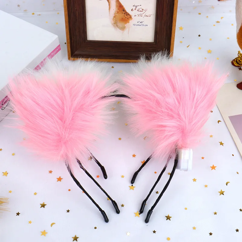 

Wearing Luminous Plush Fox Cat Ears Headband Sparkling Cute Dear Ears Christmas Halloween Party Accessories Night Light