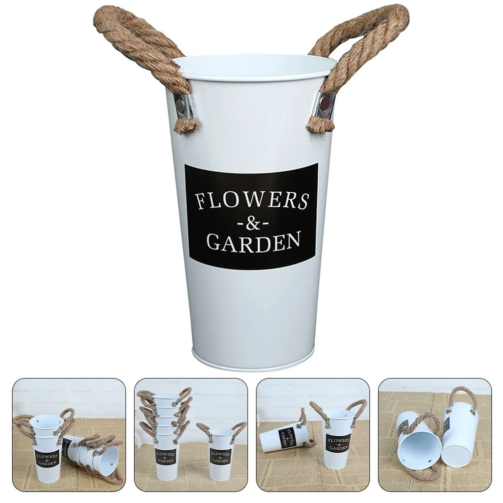 

Vases For Flowers Rustic Vase Flower Arrangement Container Metal Planter Flower Bucket Farmhouse Decor Metal Bucket for Home