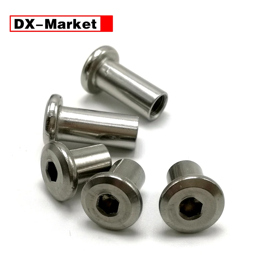 M6 Furniture Screw Female End Rivet Nut SS304 M3~M10 Flat Head Hex Socket Nuts 8mm~60mm B020 |