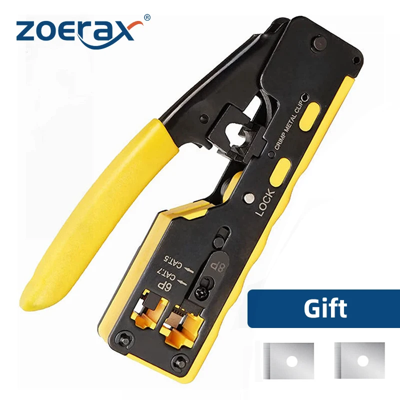 

Обжимной инструмент ZoeRax RJ45, обжимной инструмент для разъемов RJ45, RJ12, RJ11, CAT6a, экранированные Модульные вилки