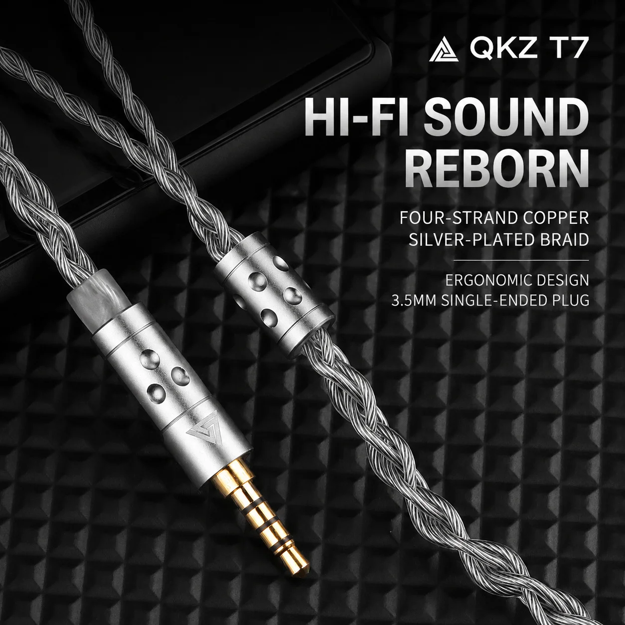 Фото Кабель для апгрейда QKZ T7 с серебряным покрытием, разъем 3,5 мм, 2-контактный кабель для апгрейда наушников, 336-жильный кабель для апгрейда наушников с серебряным покрытием №2
