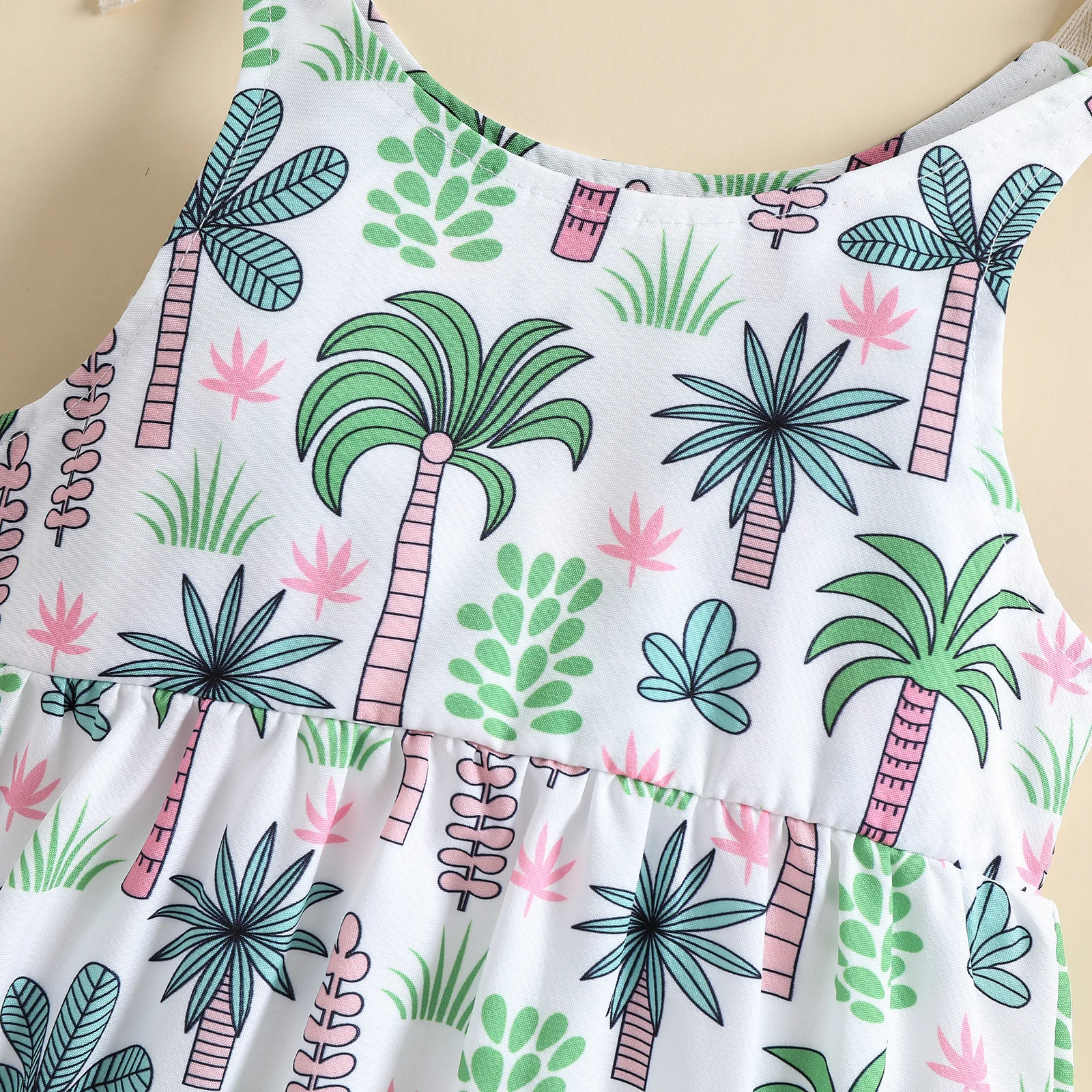 Citgeett Summer Newborn Baby Girls Bodysuit Sleeveless Coconut Tree Print Casual Clothes Suit | Bodysuits