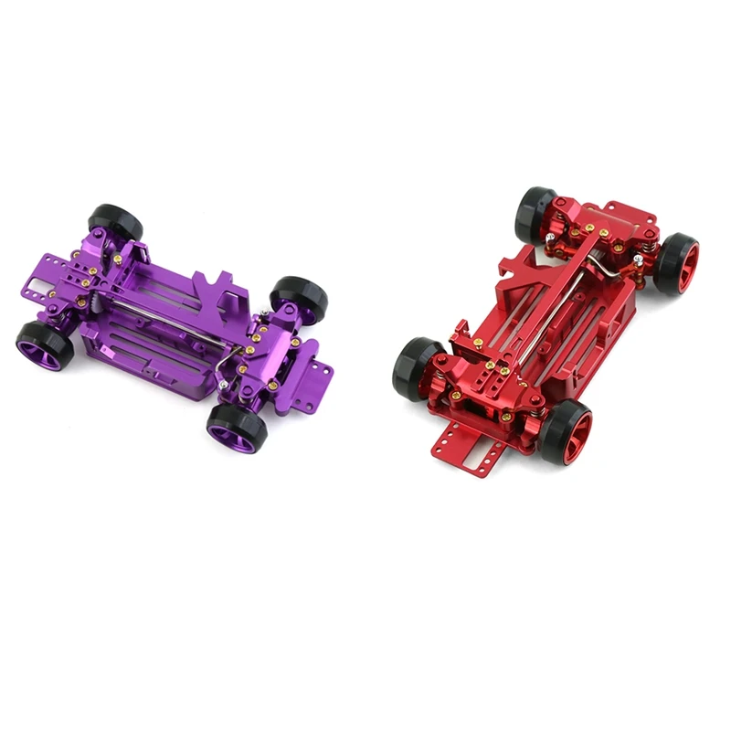 

CNC Metal 1/28 4X4 RC Car Frame Mosquito Drift Racing Car For Wltoys 284131 K969 K989 MINI-Q Accessories Parts Purple