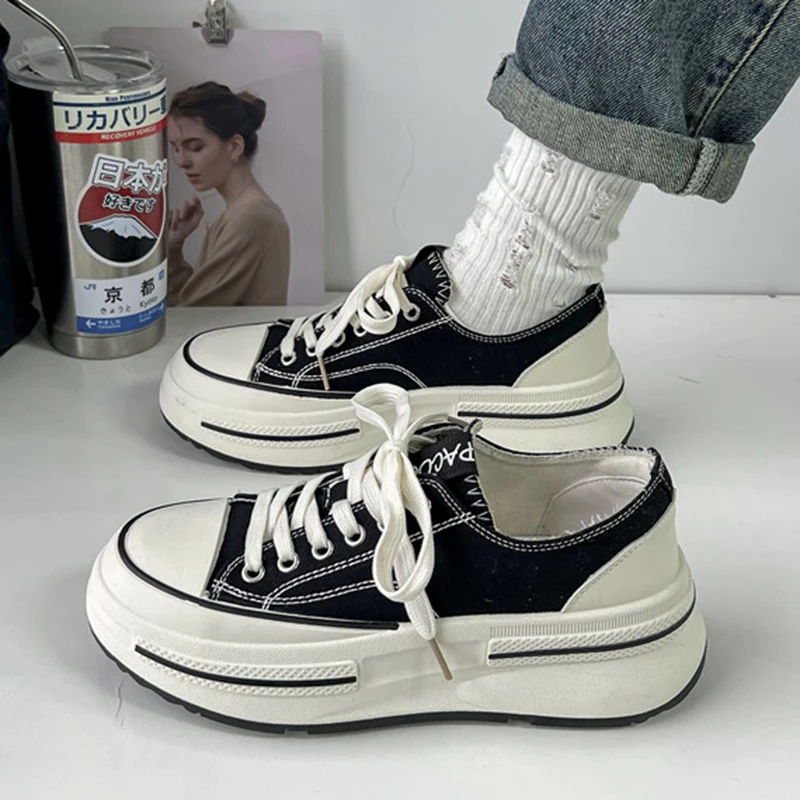 Кеды женские холщовые винтажные кроссовки на платформе шнуровке Повседневная