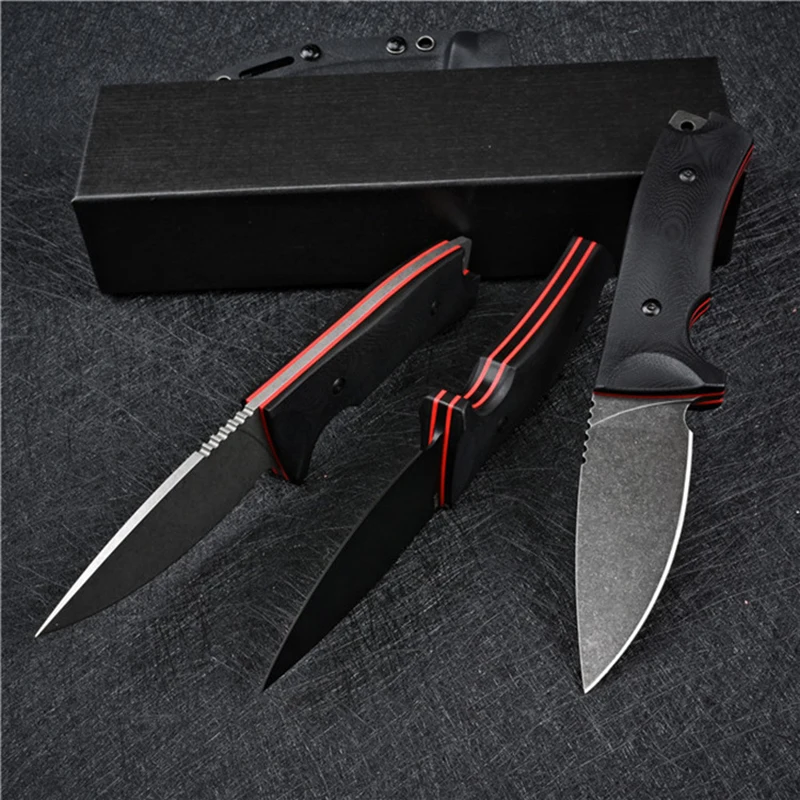 Knife VG10 Steel Full Tang Fixed Blade Camping Hunting Survival Tactical Knife Outdoor Pocket EDC Tool Knives + K Sheath 60HRC
