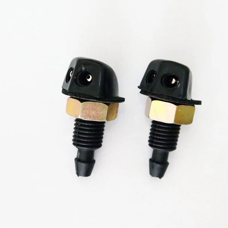 

10mm Washer Thread Nozzle Wiper Metal Auto Windscreen 35*17mm 2pcs Front Windshield Black Universal