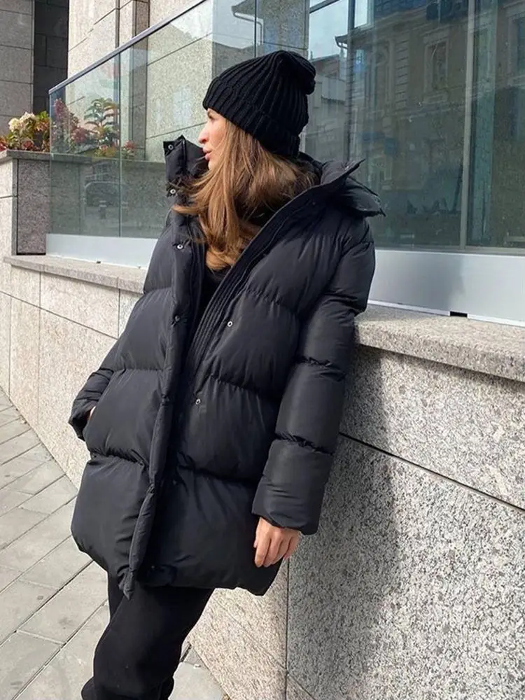 Winter Fashion White Long Hooded Puffer Coats for Women 2022 Casual Zipper Thick Warm Bubble Down Jackets Long Parkas Streetwear