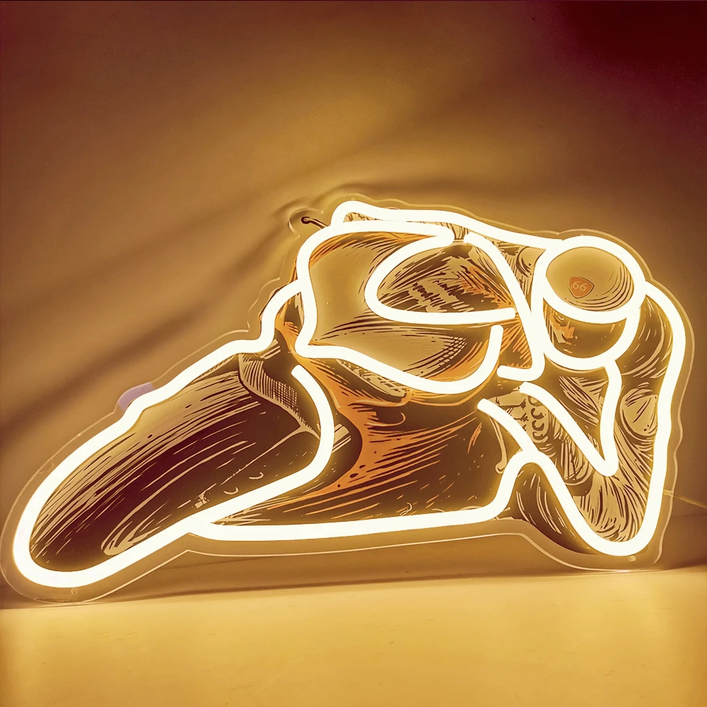 LED Neon Motorcycle Race Light Sign with UV Printing Photo for Beer Bar Wall Decorative and Boyfrend Gift Light Up Sig