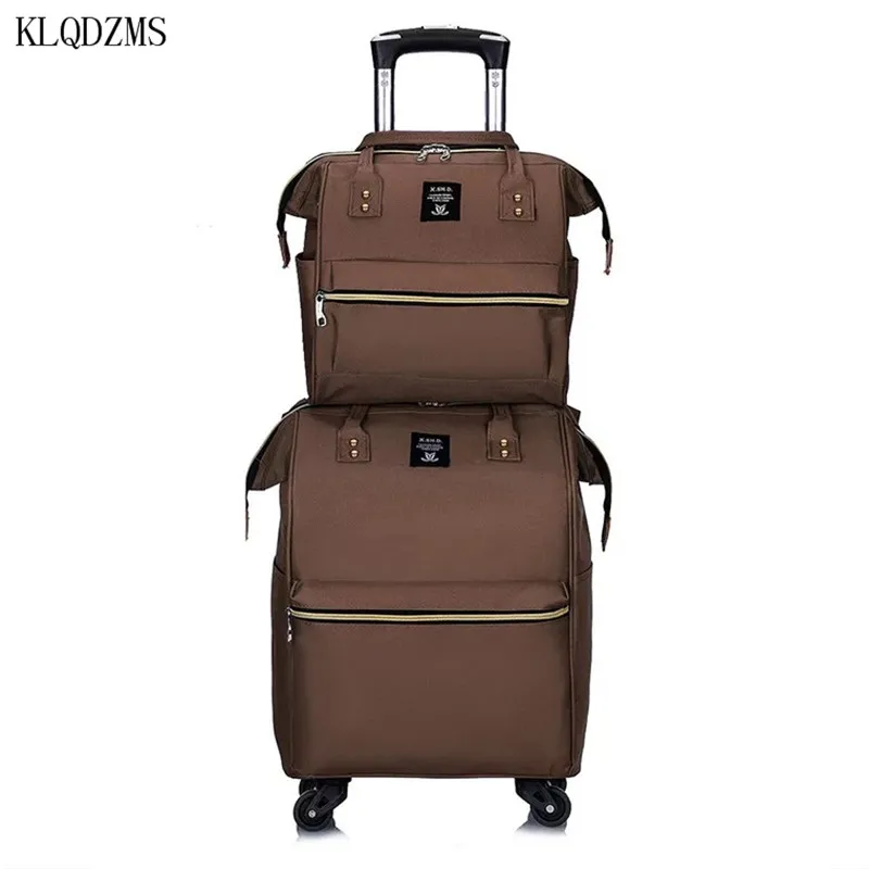 KLQDZMS Oxford Cloth Luggage Case Cabin Backpack Suitcase Suit Men's And Women's Portable Carry-On Roller High-Capacity Backpack