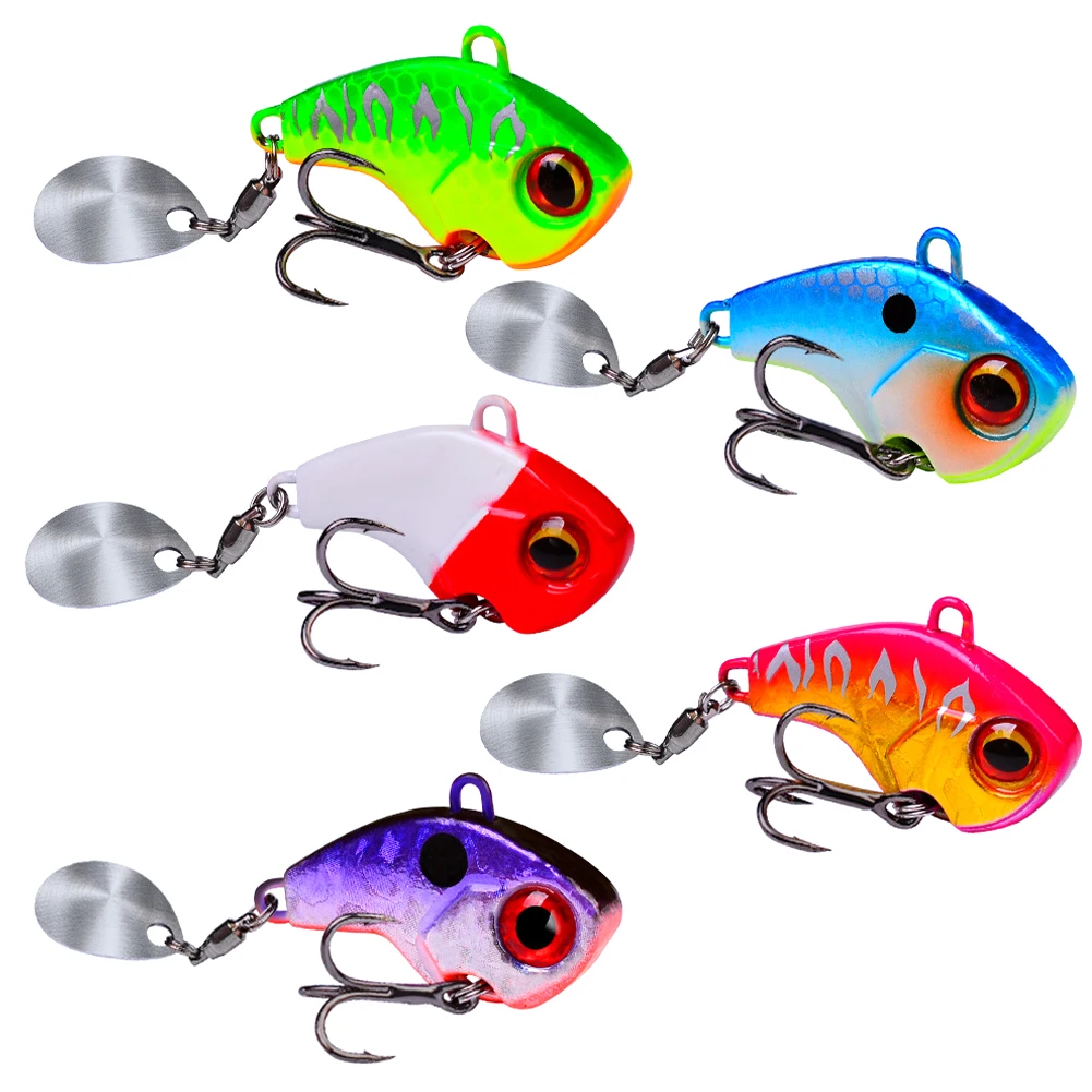 

5pcs With Storage Box Hard Baits Rotating Metal For Salmon Trout Tackle Vibration Treble Hooks Fishing Lure Set Spinner Spoon