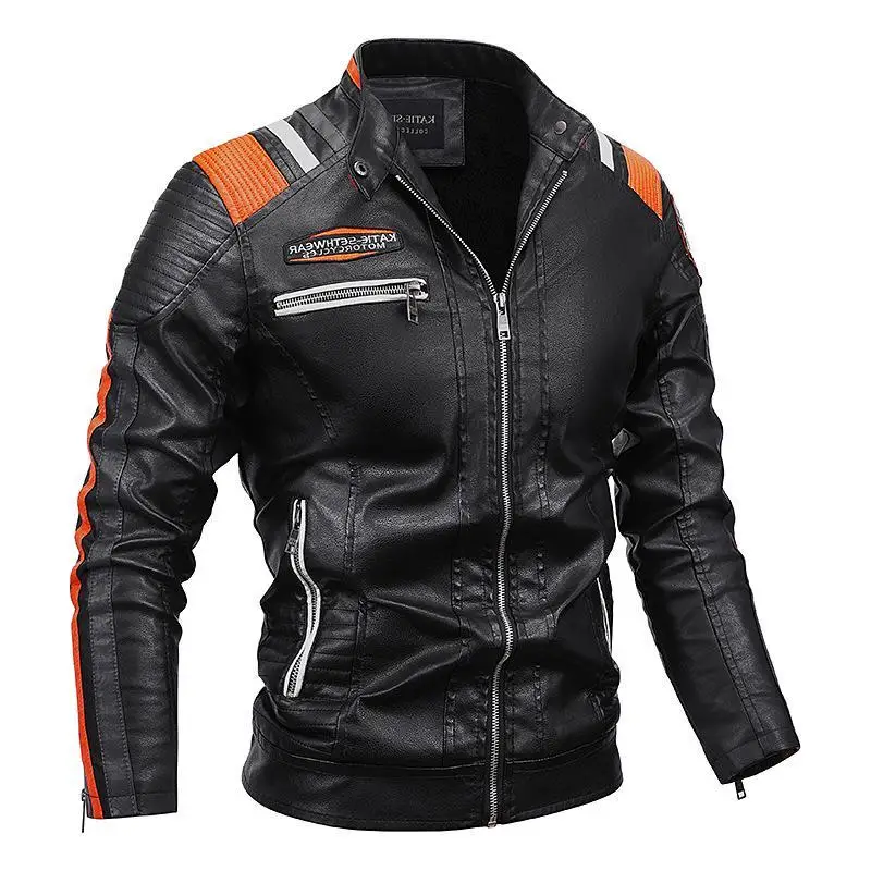

Mens Vintage Motorcycle Jacket 2022 Men Fashion New Biker Leather Male Embroidery Bomber Coat Winter Fleece Pu Overcoat