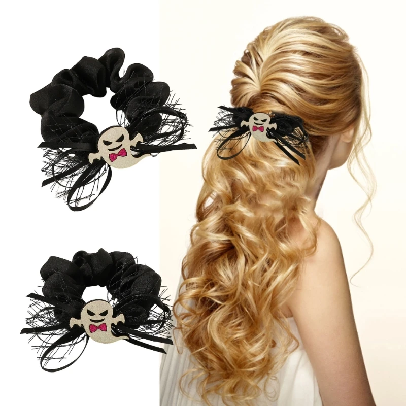 

Halloween Hair Scrunchies for Woman Ghosty Shape Elastic Hair Rope Girl Party