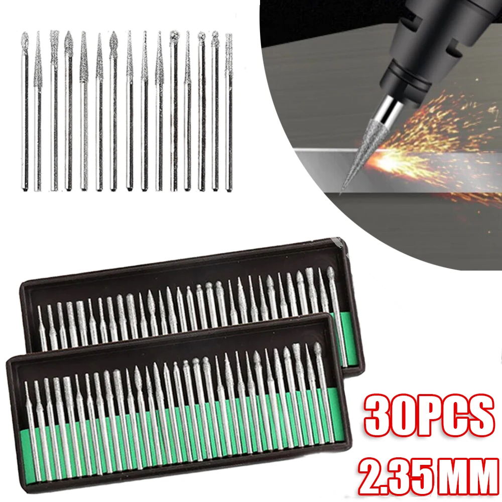 

Accessories Jade Point Polishing Woodworking Carving Tool Diamond And Drill 30pcs Needle Grinding Rotary Engraving Deburring Bit