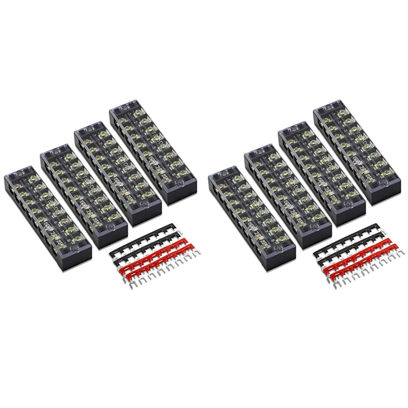 

8 Pc 8P Terminal Block, 8 Pc 8P Shorting Bar, TB1505 Flame Retardant Copper Terminal Short-Circuit Terminal