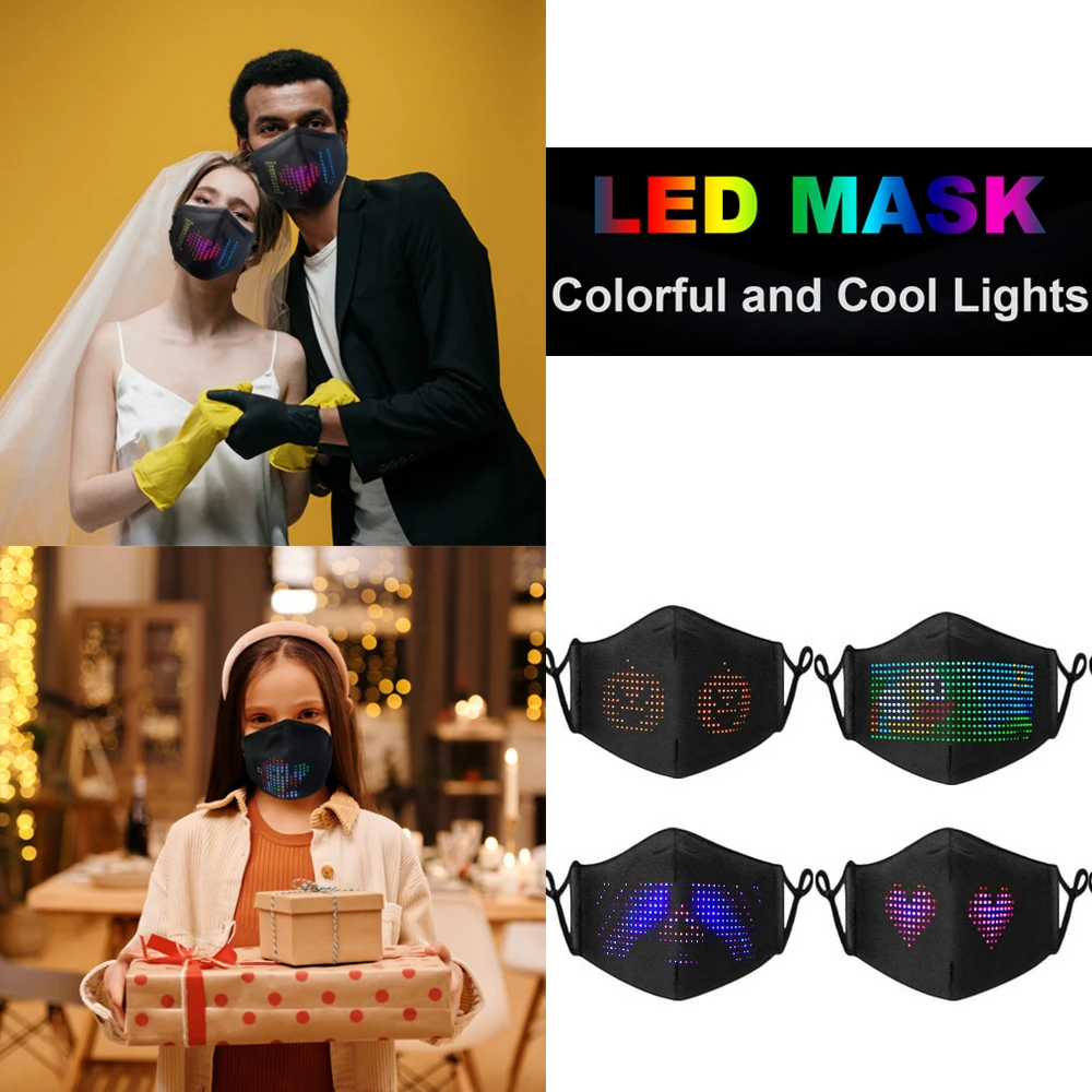 

LED Light Up Mask Customizable BT Mask DIY Messages 22 Animations 20 Pictures Music Mode Halloween Face Mask for Halloween Party