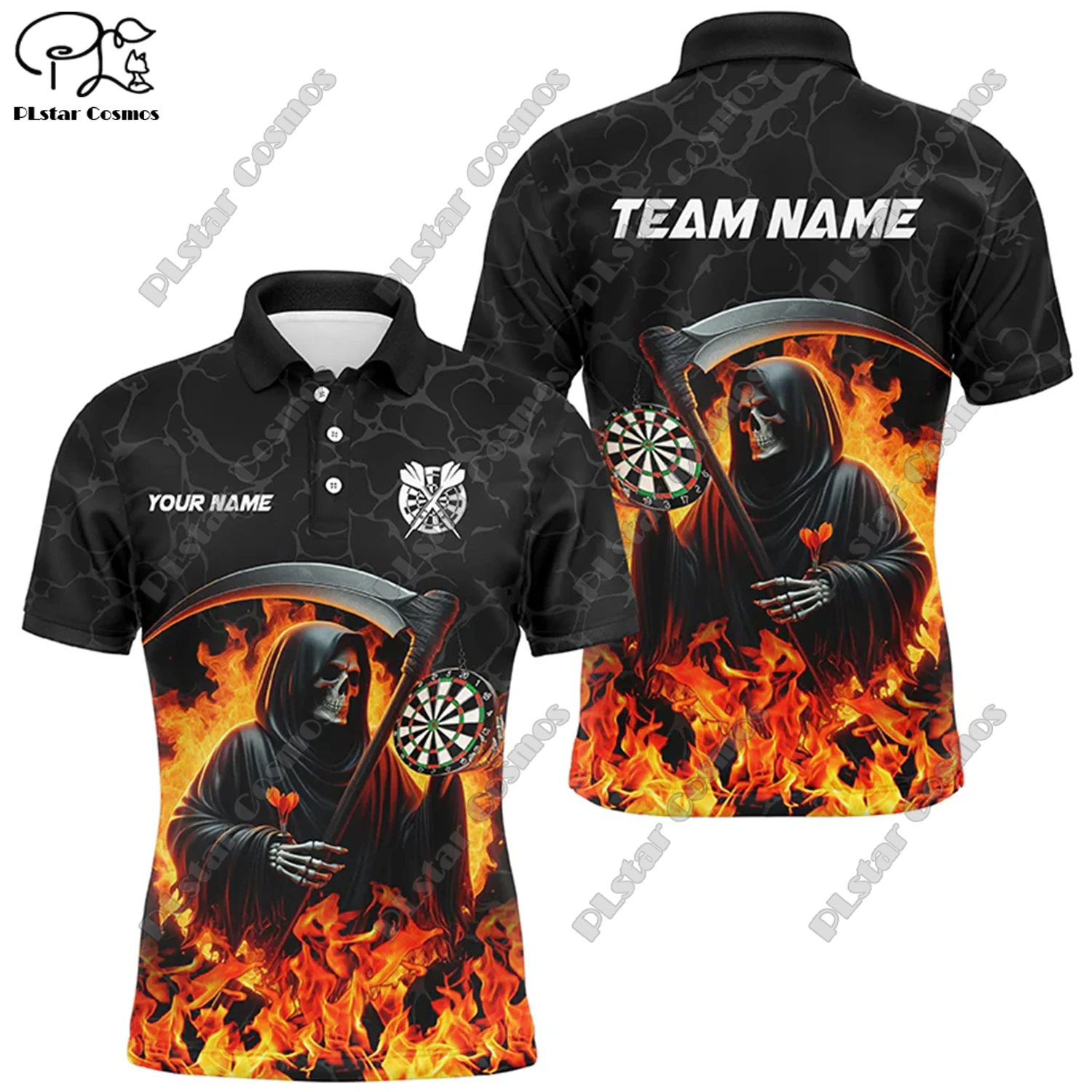 Футболка-поло с 3D-принтом пламени универсальная для отдыха спорта