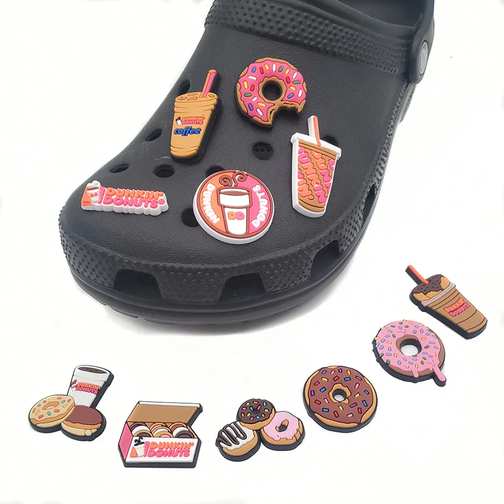 1pcs Cartoon Donut Shoe Charms Croc Dessert Shoe Aceessories Fit for Crocs Jibbitz Charms Sandals Decoration Buckle Kids Gifts