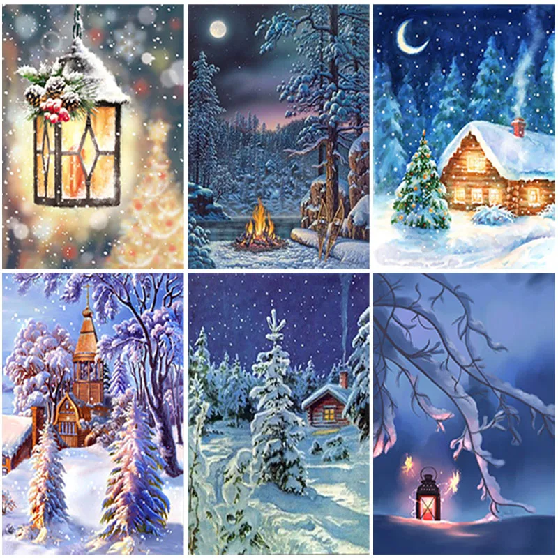 

Diy Snow Winter Scenery 5d Diamond Painting Full Square Drill Landscape Diamond Embroidery Cross Stitch Resin Wall Art Gift