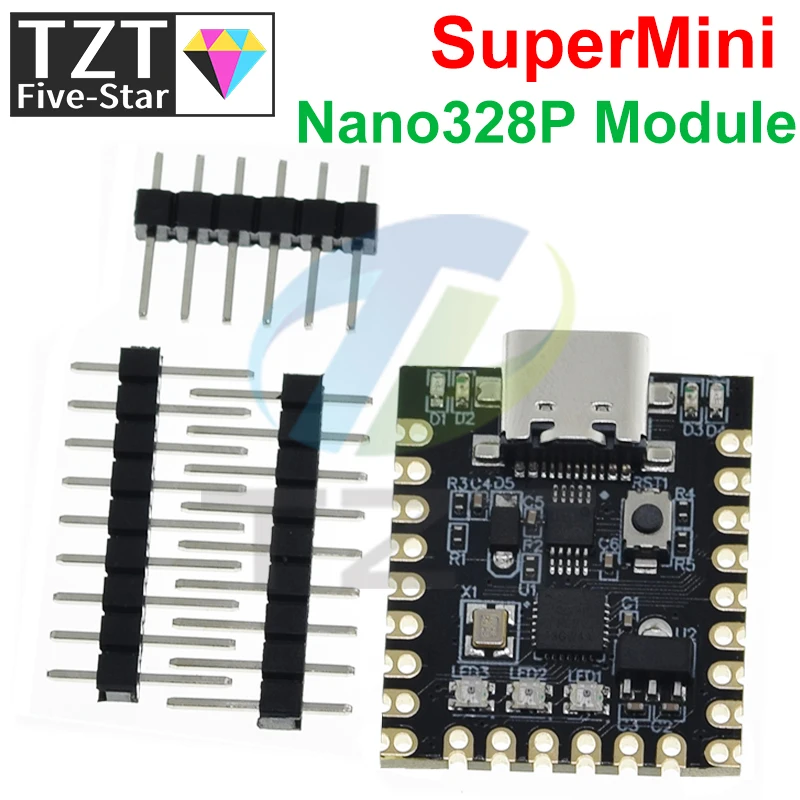 TZT NANO V3.0/Nano SuperMini Type-C макетная плата Atmega328p чип Ch340 последовательный порт для Arduino