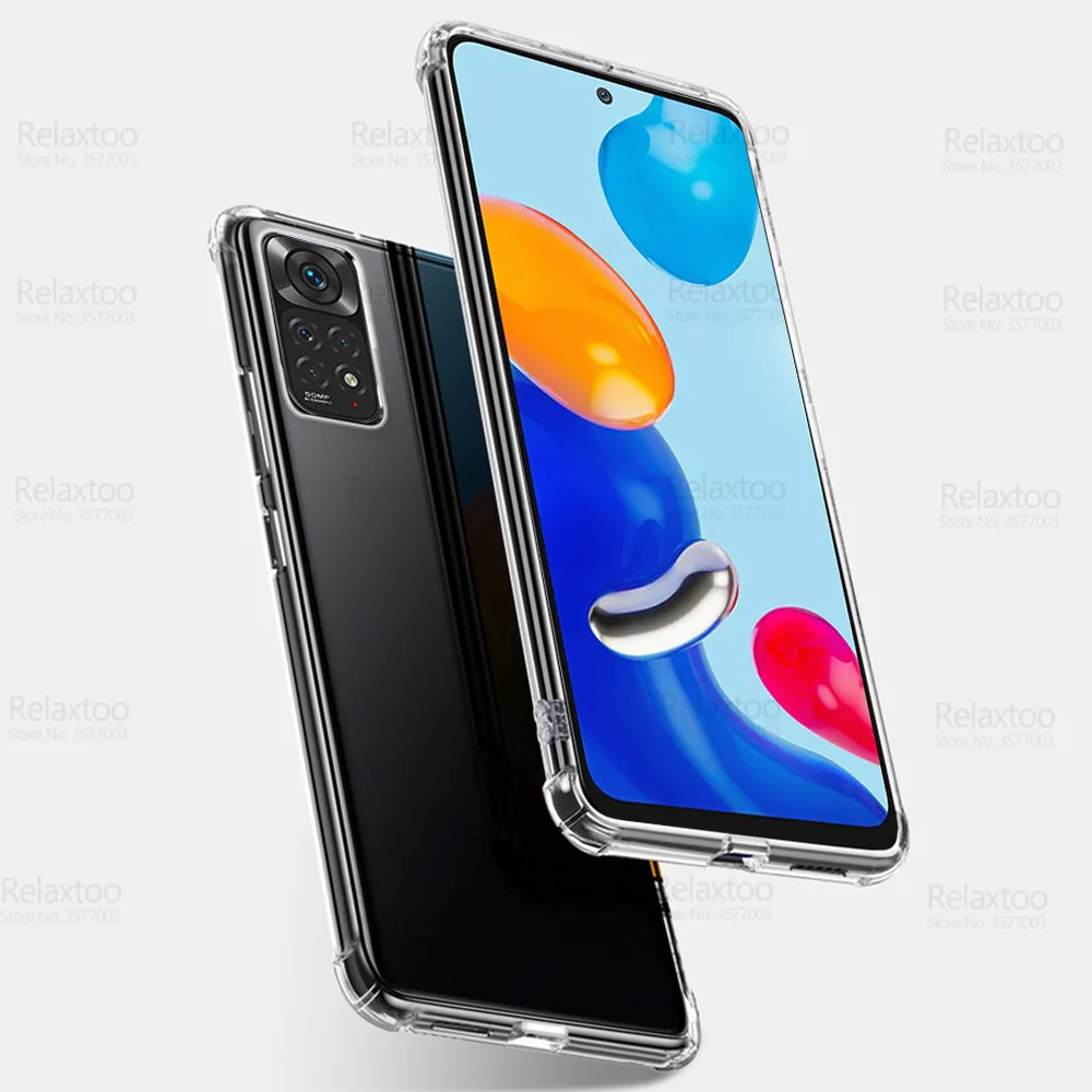 Чехол 3 в 1 из закаленного стекла для камеры Redm Note 11 прозрачный силиконовый мягкий
