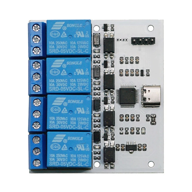 Релейный модуль 4-канальный USB-CH340 последовательного управления Защита оптопары