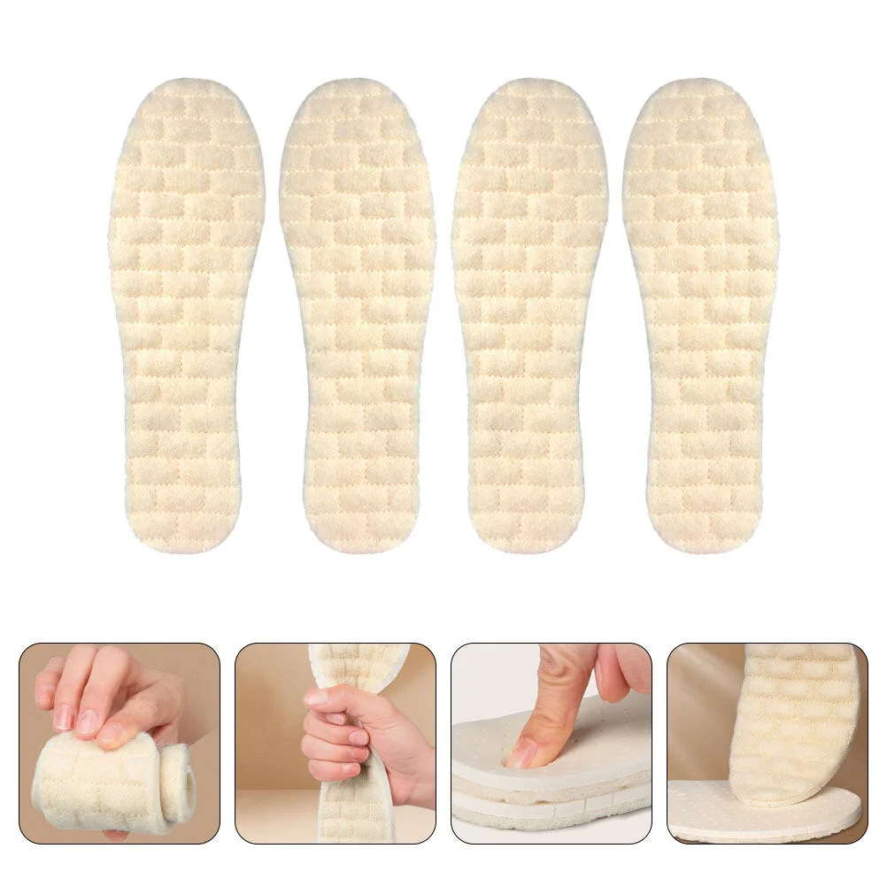 

2 Pairs Fuzzy House Slippers Latex Wool Insole Soles Shoes Women Winter Warm Fluffy Supple Cushions Emulsion Insoles Fleece
