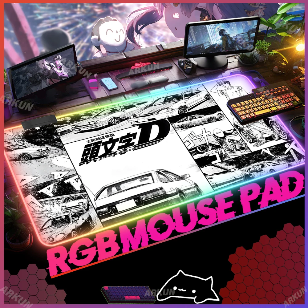 Большой Модный популярный игровой RGB-коврик для мыши автомобиля I-Initial