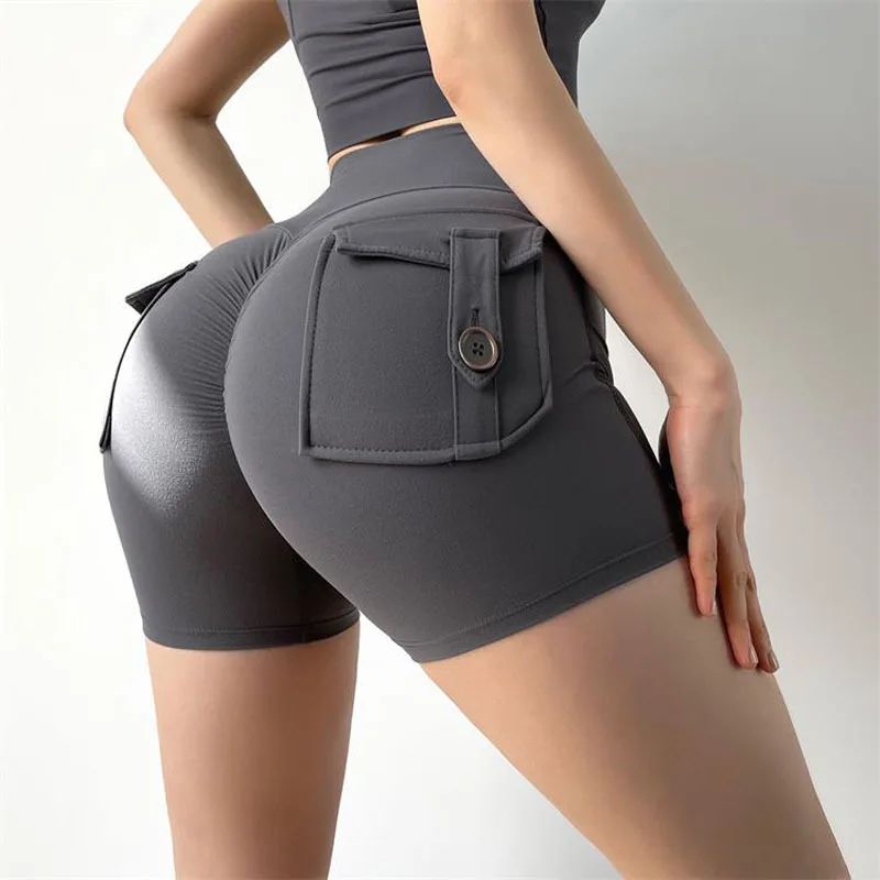 

Women Yoga Shorts Sports Running Sportswear Fitness Workout Squat Exercise Gym Lifting Activewear Pocket