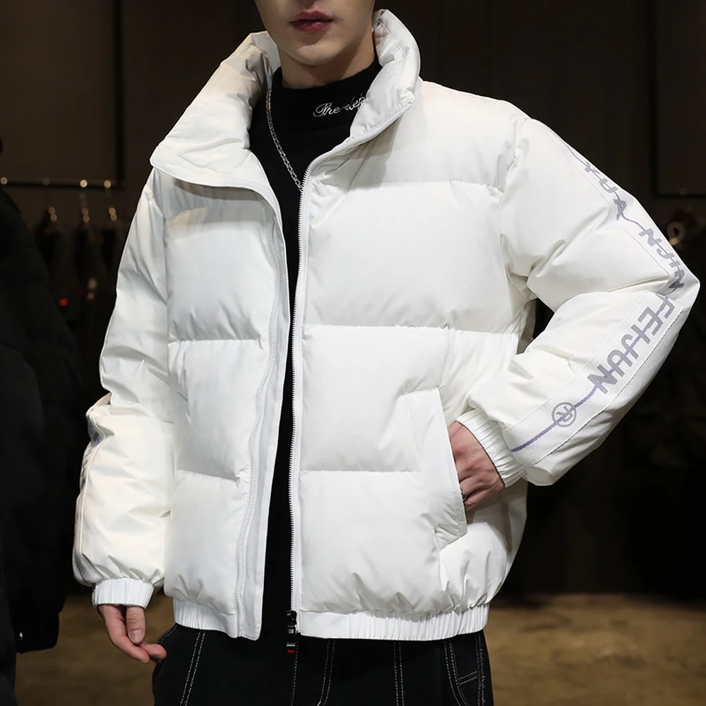 

Куртка-пуховик Мужская теплая, модная повседневная Уличная одежда, с воротником-стойкой, плотный пиджак, Осень-зима