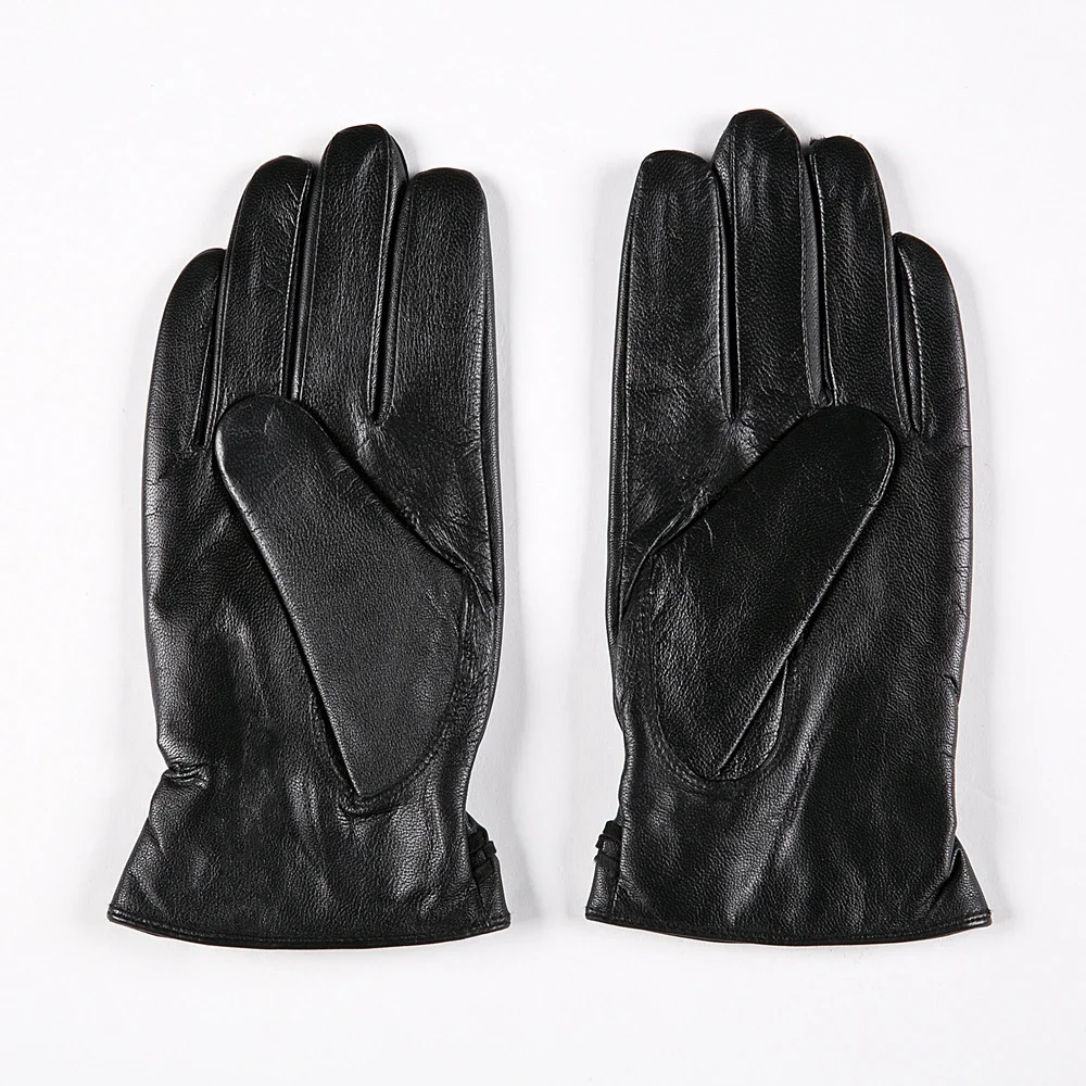 GOURS зимние мужские перчатки из натуральной кожи черные козьей флисовая подкладка