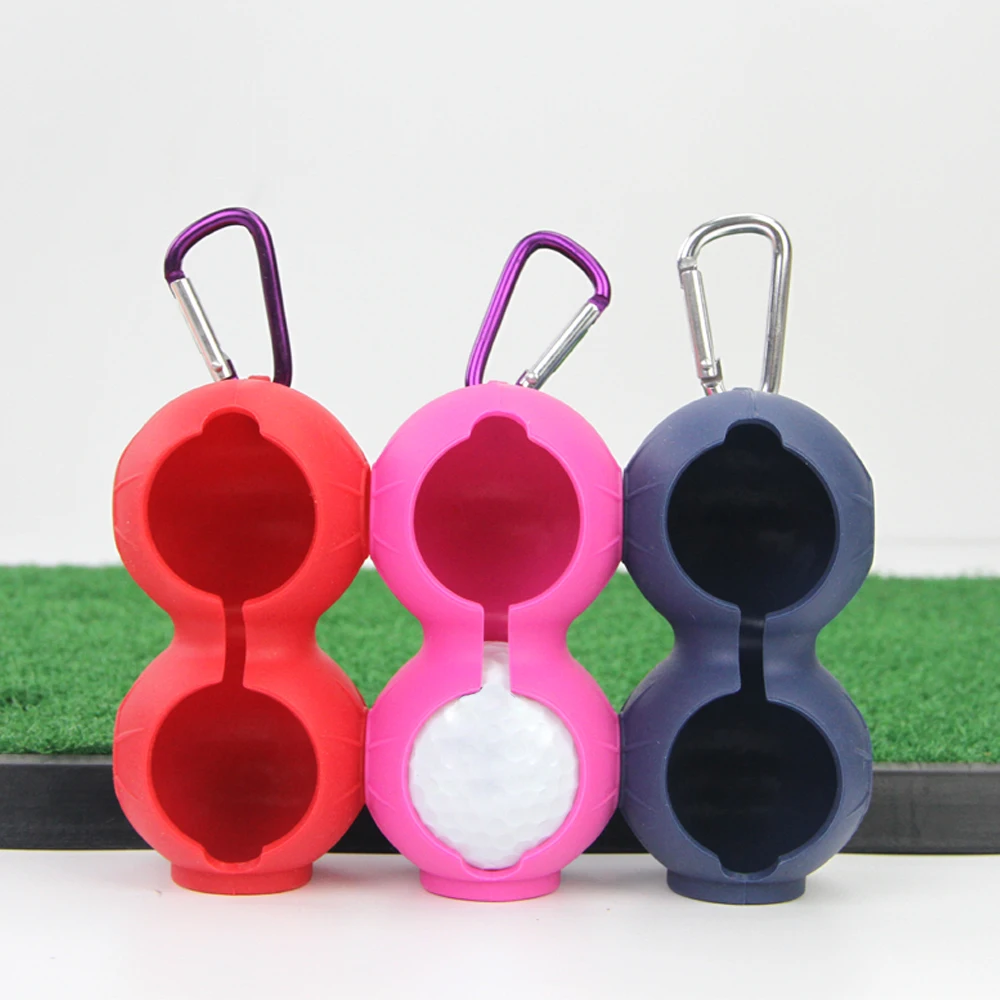 1Pcs Portable Golf Ball Protective Holder Cover Golf Ball Silicone Double Case Cover Golf Training Sports Accessories 6 Colors