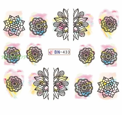 

Water sticker for nail art decoration slider watercolor dreamcatcher mandala ink design decal lacquer accessoires