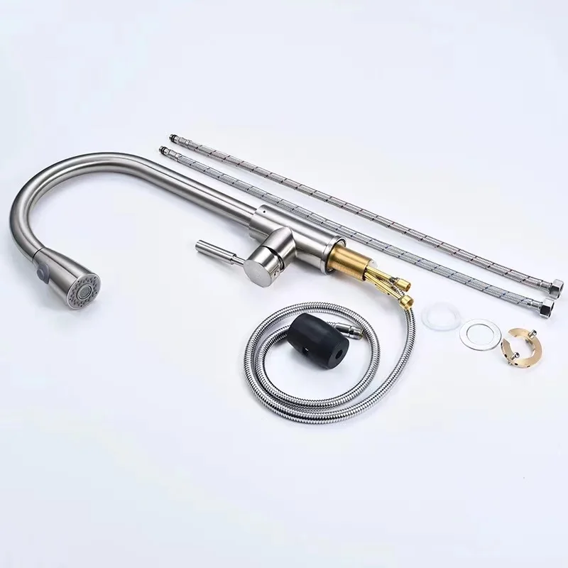 Смесители для кухни из матового никеля/черной латуни выдвижной кран кнопка