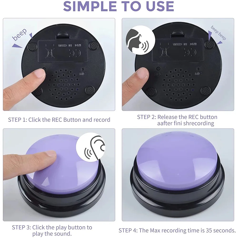 Скидка Звуковой бокс для питомцев, записываемая Кнопка разговора для собак и кошек, диктофон, игрушка для собак, общение, тренировочный инструмент,...