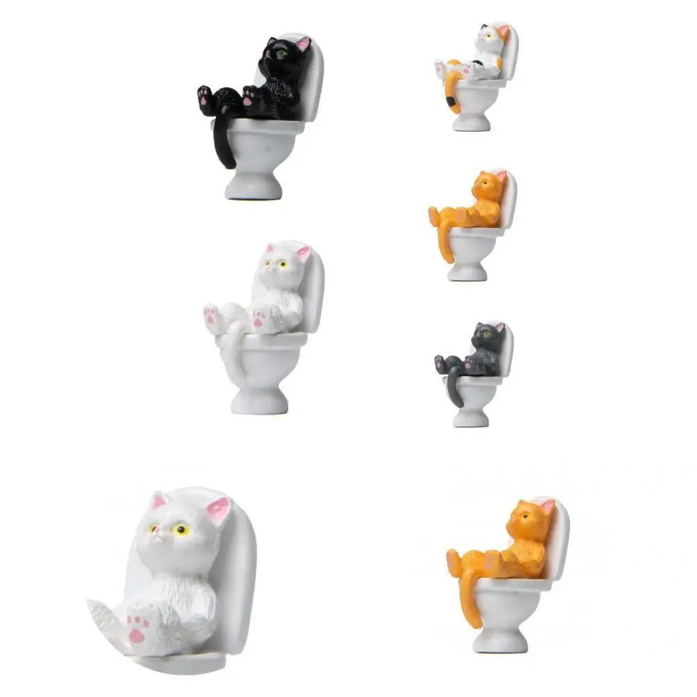 

Cute Miniature Cat Funny Lightweight Micro Landscape Toilet Series Cat Ornament Cat Sculpture Cat Figurine
