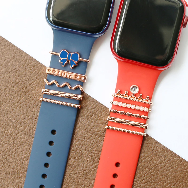 

Украшение для ремешка Apple watch, декоративные подвески, алмазные ювелирные изделия iWatch/Galaxy watch 4/3, браслет, силиконовый ремешок, аксессуары