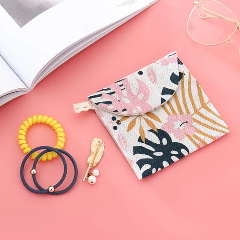 Portable Tampon Bag For Women Cute Cartoon Style Small Items Coins Makeup Lipstick Wallet Bag Girls Organizer Storage Bags