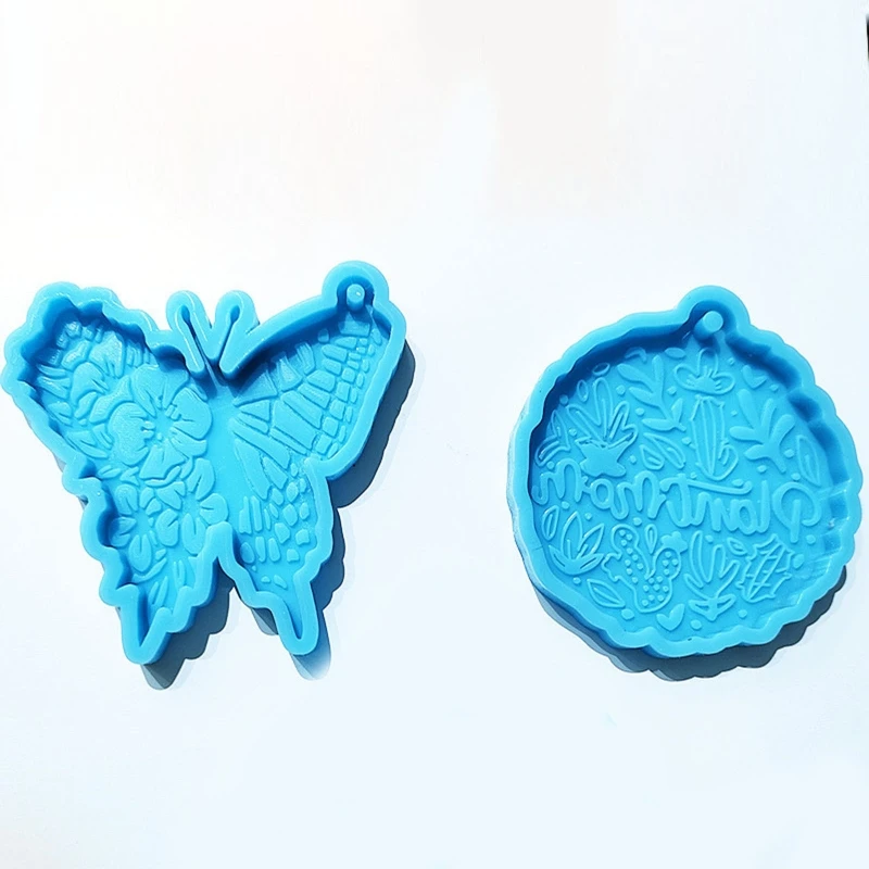 

517F Shiny Keychain Resin Molds Butterfly Silicone Casting Molds for DIY Keychain Pendant Decor or Homemade Chocolate Dessert