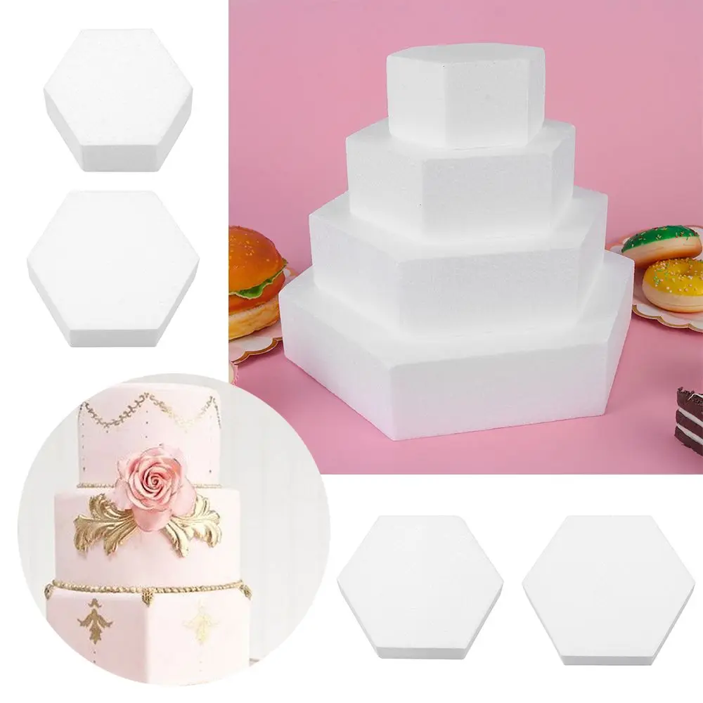 

Cake Dummy 4/6/8/10 Inch Cake Model Sugar Craft Party DIY Model Hexagon Cake Foam Mould Practice Model