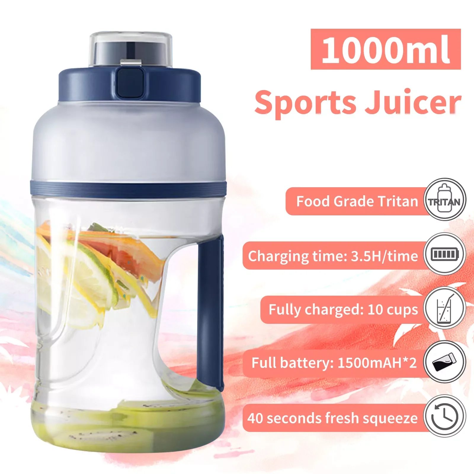 

NEW2023 Portable Blender Juicer Cup Wireless Rechargeable, Personal Size Blender Bottles for Shakes and Smoothies Maker W/Handle