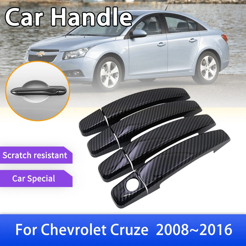 

for Chevrolet Cruze J300 2008~2016 Daewoo Lacetti Carbon Fiber Door Handle Cover Trim Car External Accessories Sticker 2009 2010