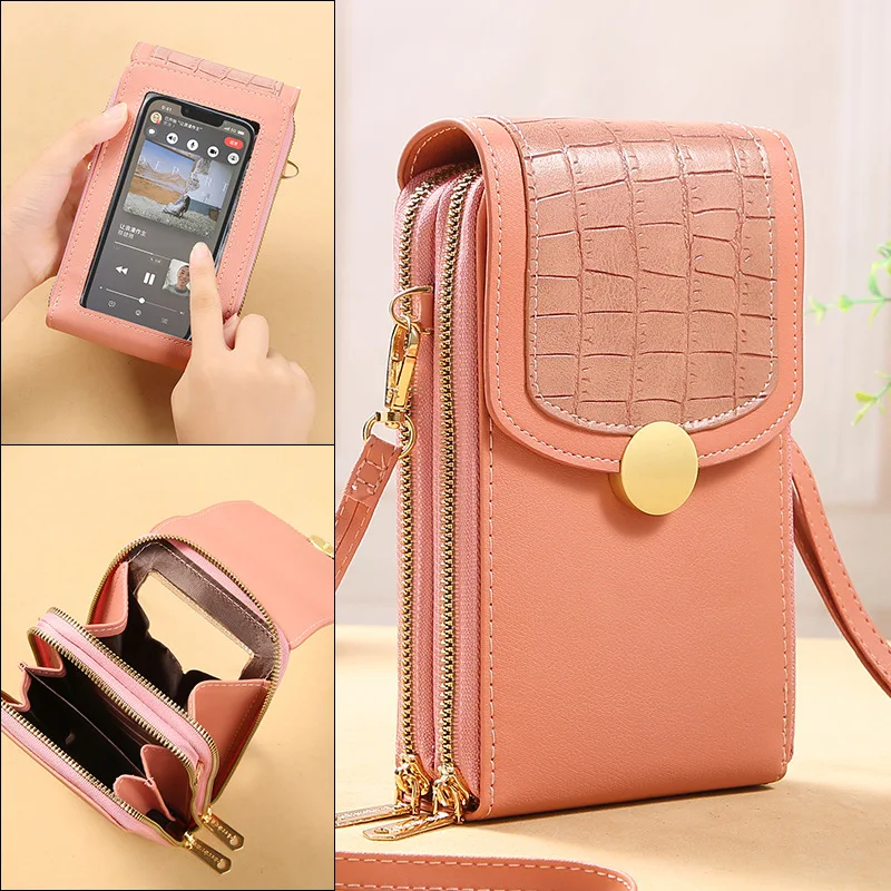 

Women's Messenger Bag Touch Screen Mobile Phone Shoulder Wallet PU Leather Crossbody Hand Bags for Women Card Holder Coin Purse