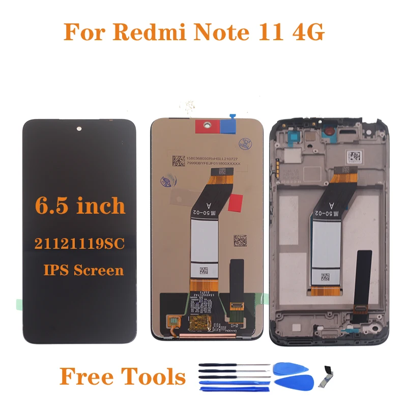 

6.5" Original Display For Xiaomi Redmi Note 11 4G 21121119SC LCD Display Touch Screen Glass Panel Digitizer Screen With Frame