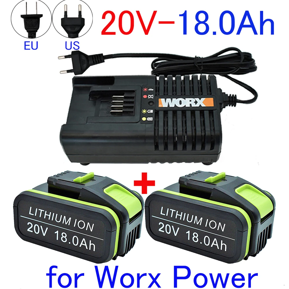 Сменная литий-ионная Батарея Worx 20 в, 20 в, 18000 мАч, WA3551, WA3551.1, WA3553, WA3641, WX373, WX390, инструмент для перезаряжаемых батарей