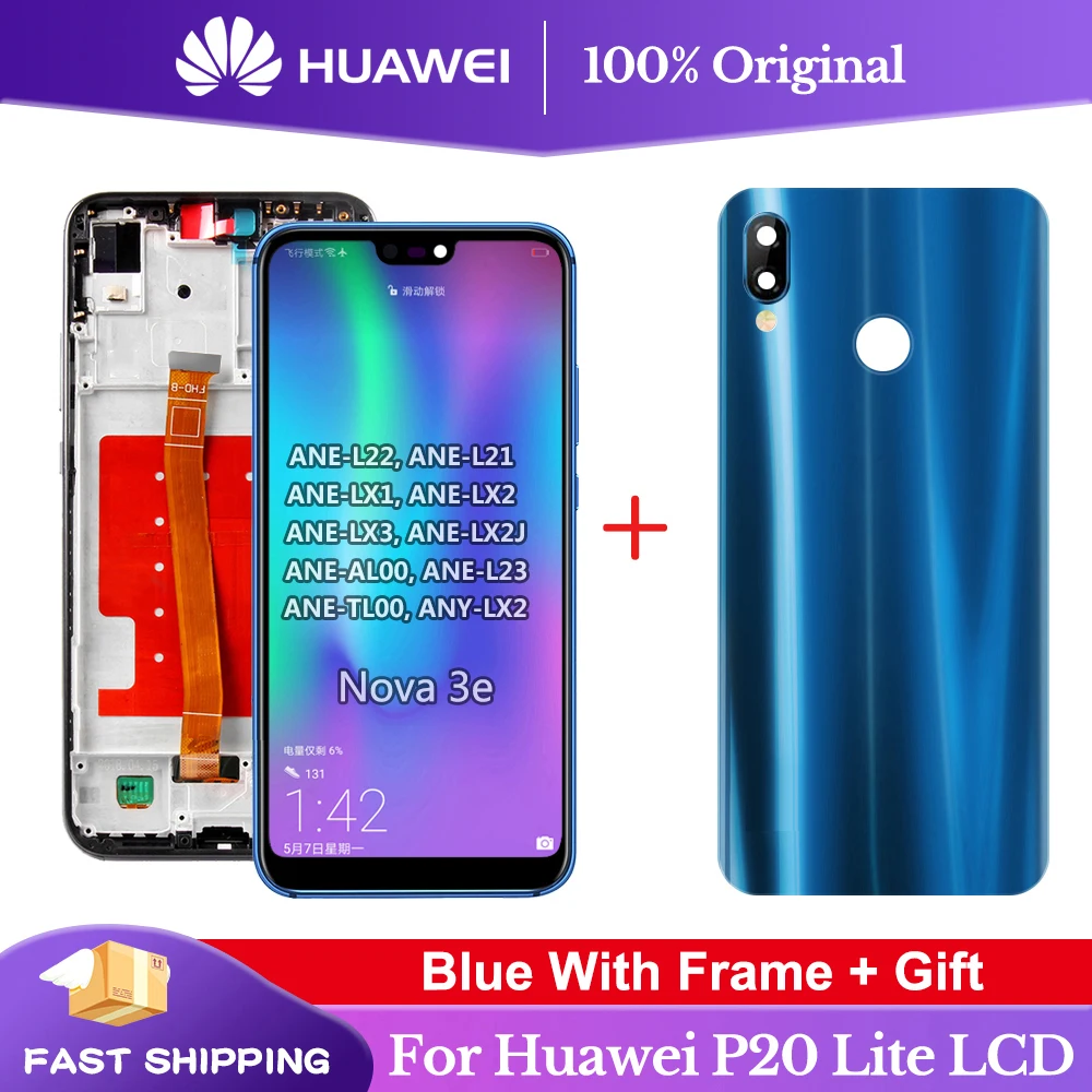 Original For HUAWEI p20 lite Lcd Display Touch Screen Digitizer Assembly For HUAWEI DISPLAY P20lite/nova 3e With Battery cover