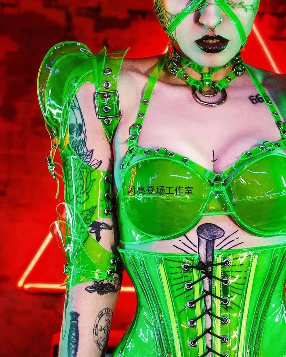 Фото Future Technology Costumes Nightclub Bar Sexy Fluorescent Green Bikini Girdle Female Singer Ds Party Halloween Clothes №2